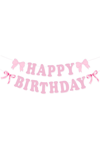 Choice Banner-1pc Pink Bow Birthday Decorations - Includes Bow Plates,Napkins...