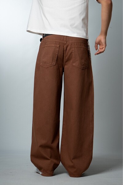 GRJ denim Coffee Wide Leg Super Baggy Kahve Erkek Jean Pantolon