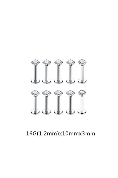 Choice4 Round body Labret, Lip Piercing Jewelry 16G(1.2mm)X10mmX3mm 10Pcs/lot...