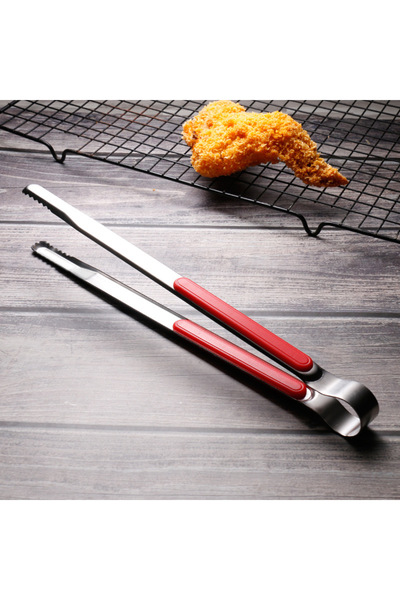 Choice Red Stainless Steel BBQ Grill Tongs Food Cooking Tools Hot Pot Buffet ...