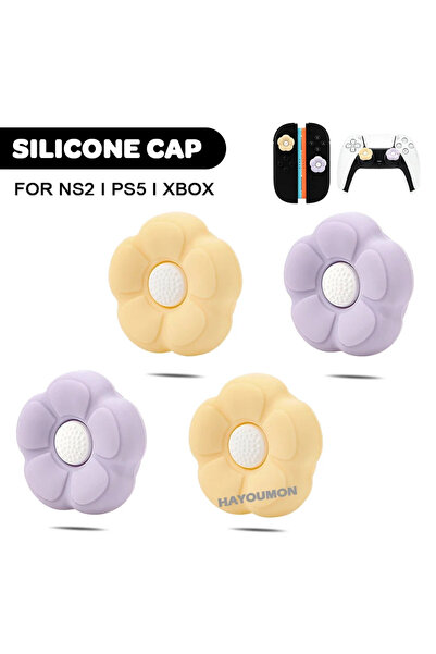 Choice1 Yellow Flower 4pcs Flowers Soft Silicone Joystick Caps Thumb Grips Co...