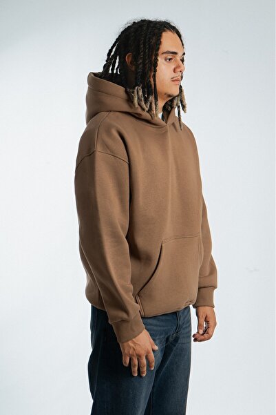 Plus Eighteen Kahve Basic Erkek Hoodie US3995KHA
