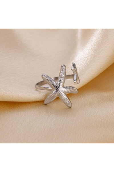 Choice resizable JZ6542P Stainless Steel Starfish Open Rings For Women Gold C...