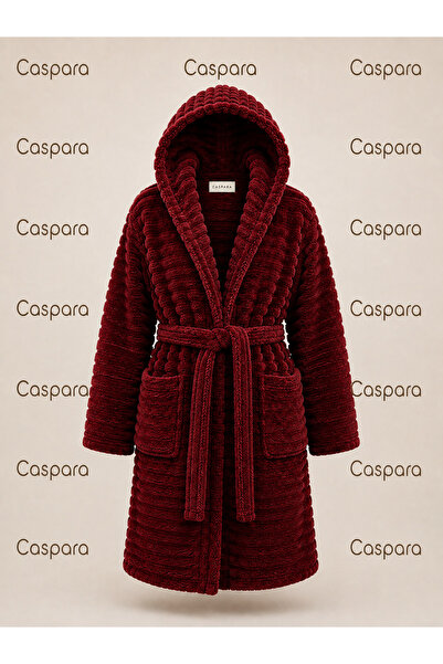 CASPARA Kadın Premium Kapüşonlu Wellsoft Sabahlık - Ultra Yumuşak Peluş Ev Bo...