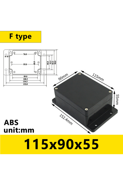 Choice10 FB115X90X55(أذنين) صندوق بلاستيكي أسود مقاوم للماء للاستخدام الخارجي...