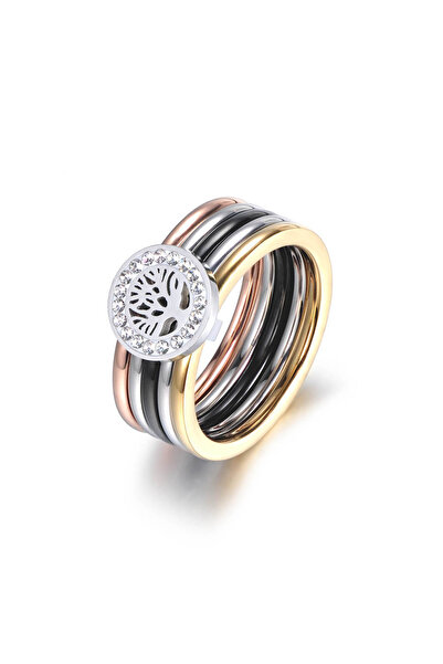 Choice 8 R18015 Lokaer Colorful CZ Crystal Tree Rings Jewelry Titanium Steel ...