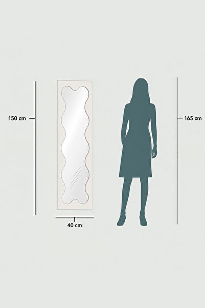 Ortakçı Design Echo Deco Flow Frame – İçi Dalgalı Boy Aynası | Modern Dekoratif MDF Ayna 150 x 40 cm