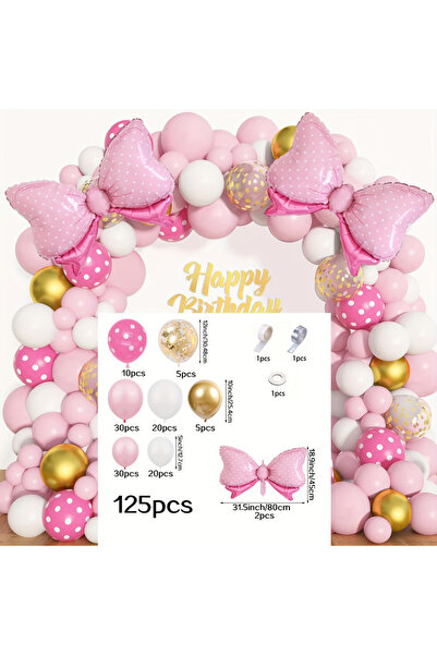 Miniso Other 1set 1set Pink Bow Minnie Foil Balloons Garland Arch Kit Kids Gi...
