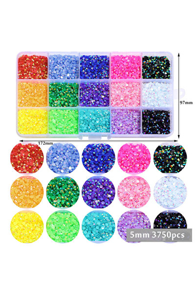 Choice 15grid 5mm 15000pcs 3mm Jelly AB Nail Rhinestones Resin Flat Back Colo...