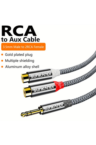 Choice Other 0.28m gray SUNKANDI 3.5mm to 2 RCA Cable, 3.5mm to 2RCA Audio Ad...