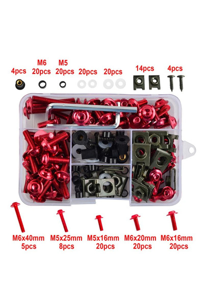 Choice Red 177PCS Screws Nut Motorcycle Alloy Fairing Bolt Screw Bolts Kit Fo...