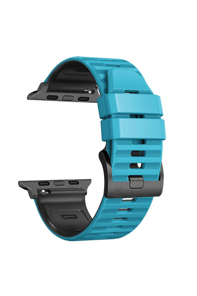 Choice 42 مم 44 مم 45 مم 49 مم حزام سيليكون أسود سماوي لساعة Apple Watch 44 م...