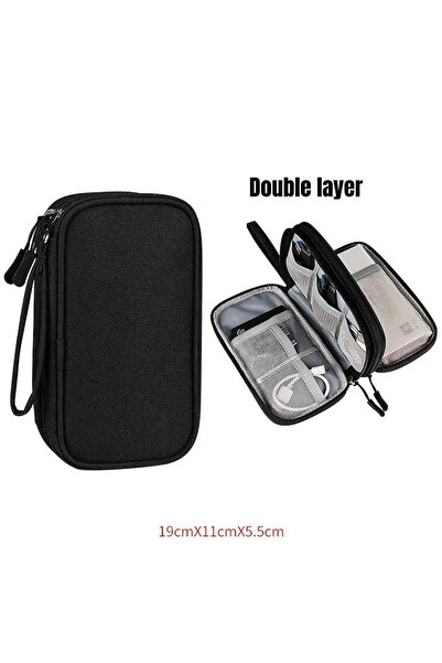 Choice Black Double layer-S Large Size Travel Cable Organizer Bag Storage Pou...