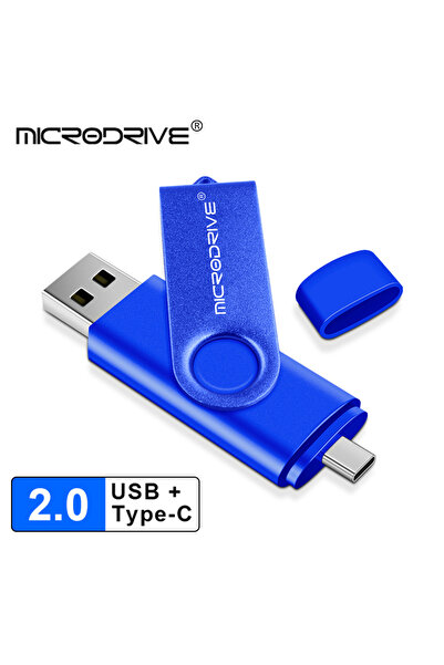 Choice ذاكرة فلاش USB من النوع C، معدنية زرقاء، بسعة 128 جيجابايت، تدعم تقنية...