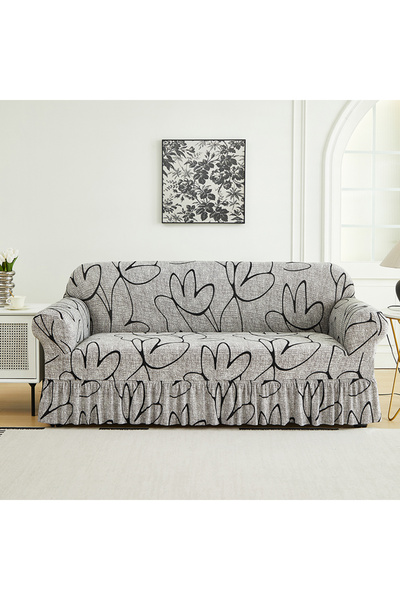 Choice 3 Seaters Color 7 1 PC Prints Sofa Cover with Skirt Full Coverage Elas...