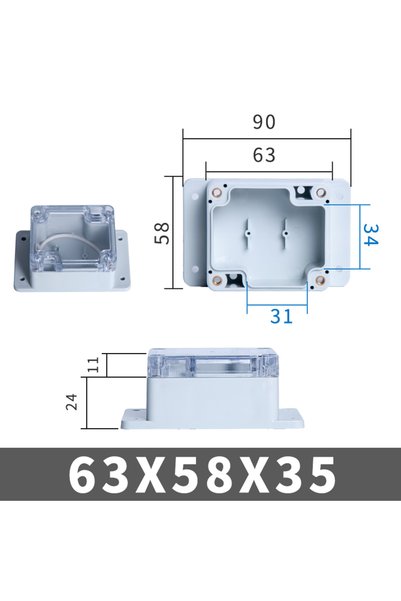 Choice5 63-58-35with ears IP67 Plastic Transparent Box Waterproof Enclosure E...