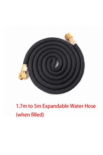 Choice3 1.7m to 5m black 3X Telescopic TPE Water Hose Copper Plated Garden Ho...