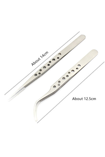 Choice 2in1 set Electronics Industrial Tweezers Anti-static Curved Straight T...