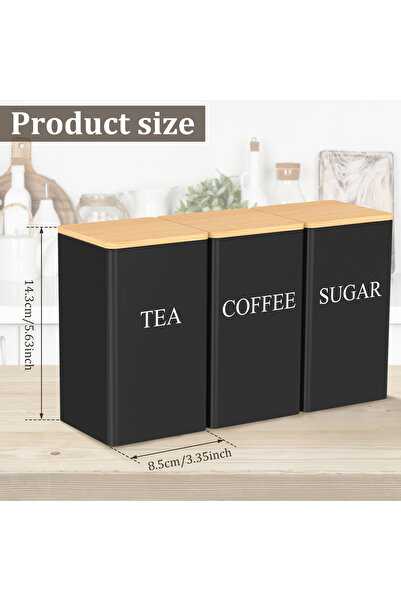 Choice A Black Coffee Bean Storage Jar Metal Coffee Tea Sugar Container Simpl...