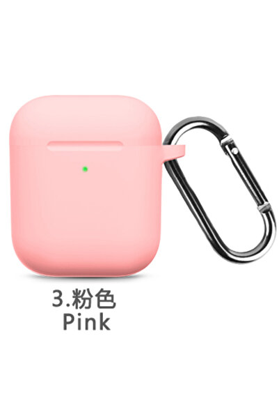 Choice جرابات سيليكون وردية اللون مزودة بخطاف لحماية سماعات AirPods 1/2 اللاس...