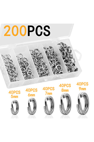 Choice 200Pcs Fishing Stainless Steel Split Rings 5 Sizes High Strength Large...