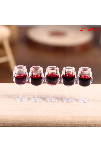 Choice 2 5Pcs 1:12 Dollhouse Miniature Wine Cup Beer Mug Wine Bottle Model Fu...
