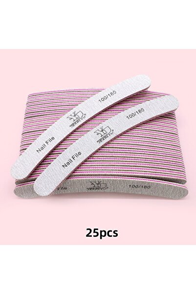 Choice 25pcs 2/5/10/25Pcs Grey Nail File Curved Shape 100/180 Grit Double Sid...