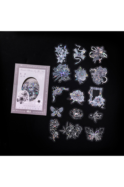 Choice3 F 30pcs PET Transparent Stickers Plant Flowers Decorative Labels Scra...