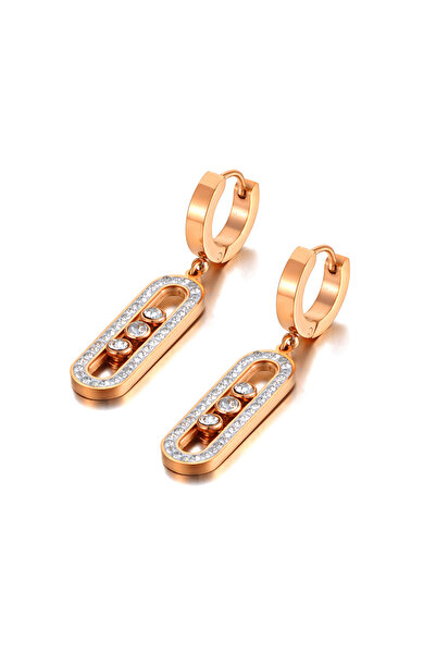 Choice E22056R JeeMango Stainless Steel Slidable CZ Crystal Hoop Earrings Tre...