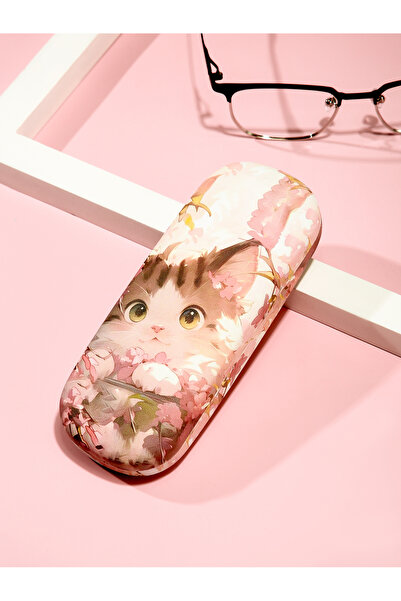 Choice Pink 1pc Cartoon Cute Cat Printed Fashion Hard Shell Protective Glasse...