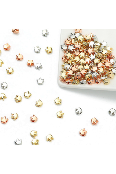 Choice26 100pcs crown 6mm Mixed 100-400pcs Gold Color Beads 4mm 6mm CCB Cube ...