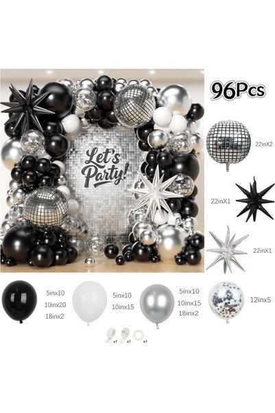 Choice Other BL50712-96Pcs 96Pcs Black and Silver White Balloon Garland Arch ...