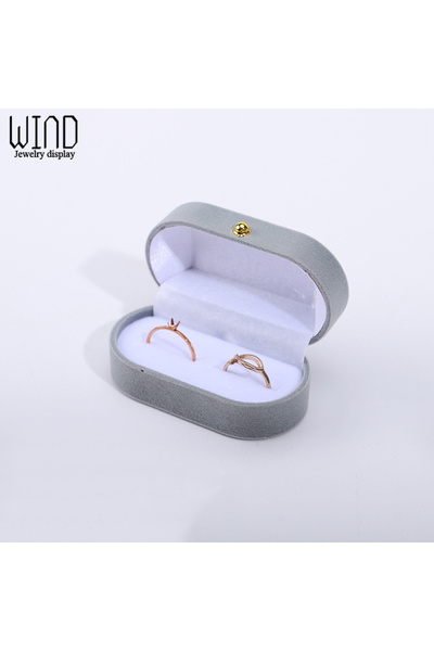 Choice Grey Wedding Ring Packaging Box Ear Studs Holder Velvet Engagement Cou...