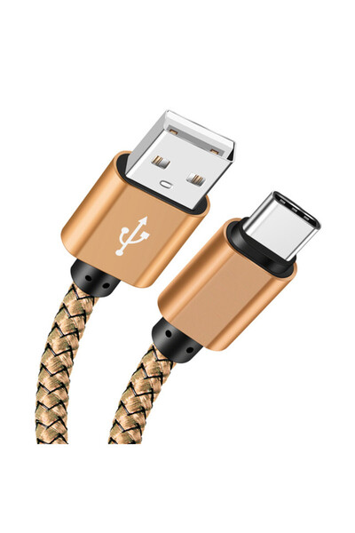 Choice كابل شحن سريع من USB A إلى Type C بطول 2 متر باللون الذهبي، كابل بيانا...