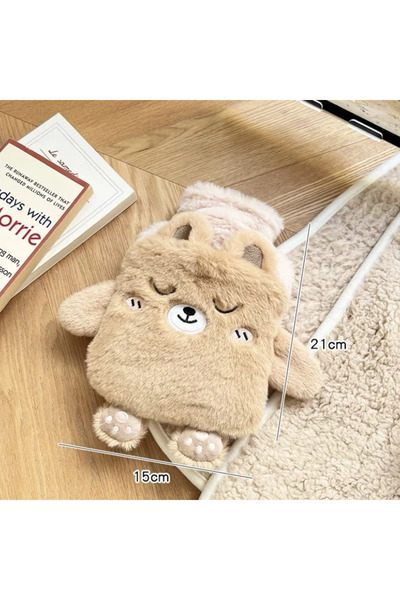 Choice6 Khaki 400ml Kawaii Insulation Hot Water Bottle Plush Hand and Foot Be...