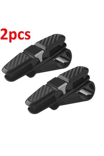 Choice1 Black 2PCS Car Glasses Case Auto Sun Visor Glasses Holder Sunglasses ...