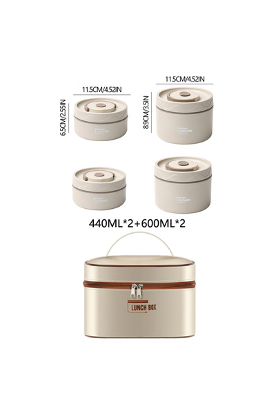 Choice 4pcs-white 304 Stainless Steel Insulated Lunch Box with Storage Bag Po...