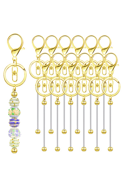 Choice13 6Pcs Golden 6/12/20/30Pcs Metal Beadable Keychain Bars Beading Key C...