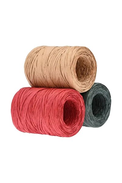 Choice3 3 color mix Raffia Ribbon Red Green Natural 3 Rolls 984 Feet, 328 Fee...