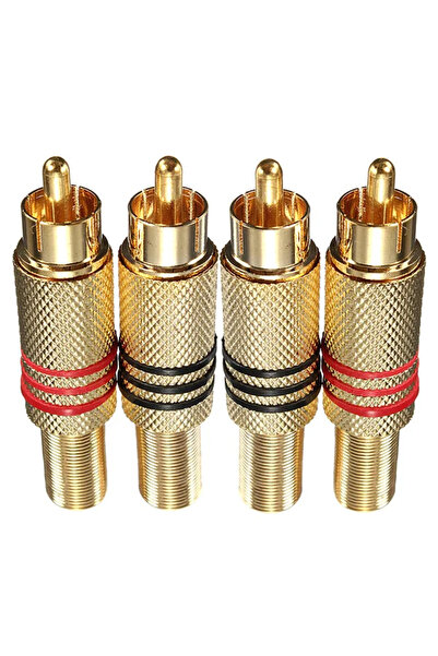Choice Gold 4Pcs 2Pair Gold RCA Phono Male Plug Solder Audio Video Cable Adap...