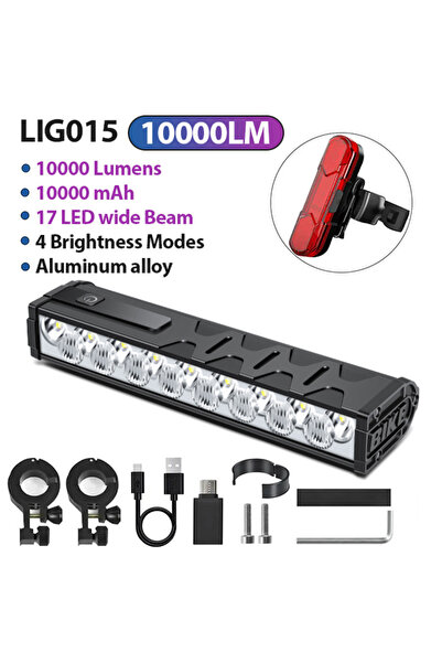 NEWBOLER >8000 Mah 2000-3000 Lumen LIG015 and 305 Bicycle Light Front 10000Lu...