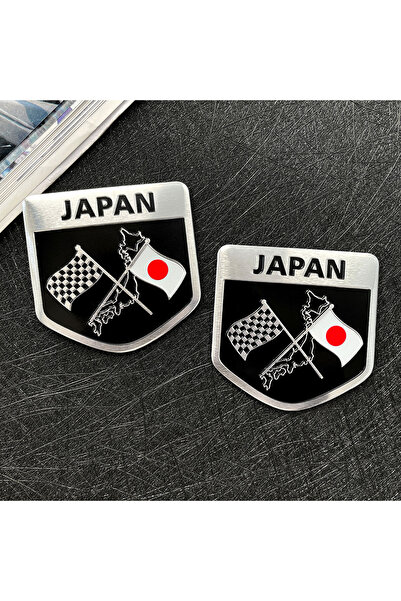 Choice1 C (2 PCS) 2PCS Japan Japanese Flag Shield Emblem Metal Aluminium Badg...