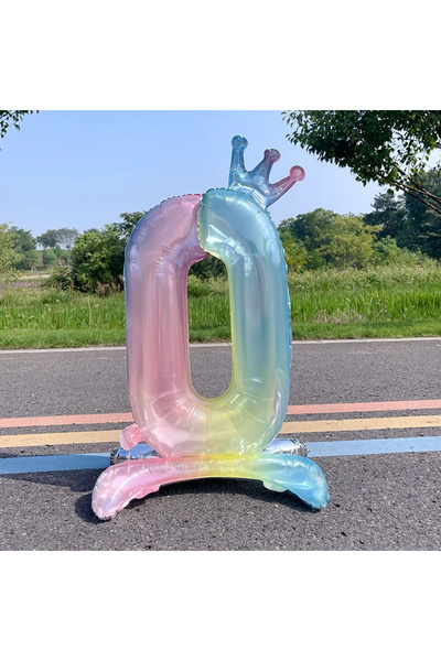 Choice 32inch Number 0 1pcs 32inch Standing Rainbow Digital Balloon Gradient ...