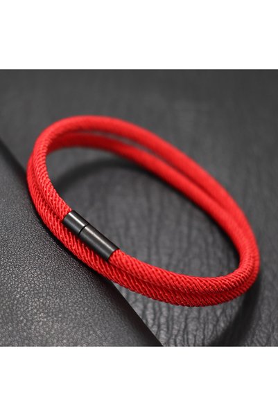 Choice4 red Lucky Red Men Bracelet Bilayer Milan Thread Wrap Braclet Outdoor ...