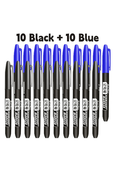 Choice 10 Black 10 Blue 6 PCS Permanent Marker Pen Manga Drawing Markers Blac...