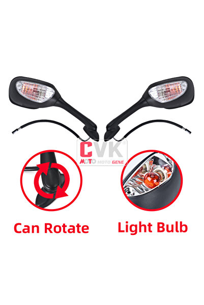 Choice Rotate Clear Bulb CVK RearView Mirror LED Light For Suzuki GSXR600 GSX...