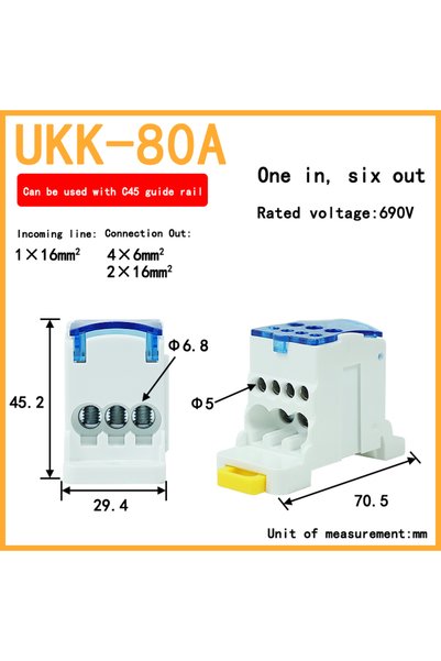 Choice UKK-80A-blue UKK80A Single-pole Splitter Box Large Current One into Mu...