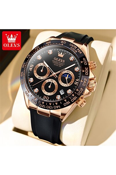 Choice5 Yes Rose Black OLEVS 2875 Men Watch Original Fashion Brand Quartz Wat...