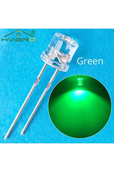 Choice 100pcs green 10/100X Min F5 5mm Flat Top White Pink Yellow Blue Wide A...