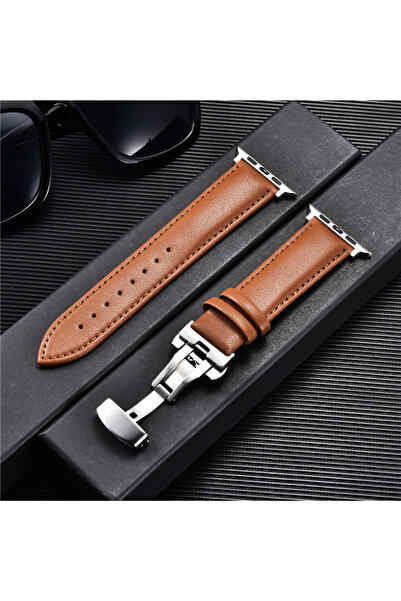 Choice 42mm 44mm 45mm 49mm Light brown-S Casual Leather Watch Straps for Appl...